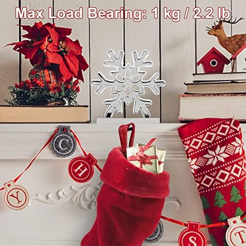 WİOR 3D Kar Tanesi Noel Stocking Tutucu, Koruyucu Ped ile Kış Stocking Askı Standı, kaymaz Metal Stocking Kanca için Mantel Şömine