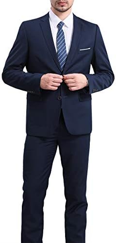 YFFUSHI erkek 2 Parça Takım Elbise Slim Fit Katı İki Düğmeli Çentikli Yaka Rahat Zarif Smokin