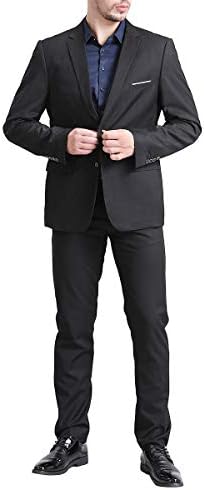 YFFUSHI erkek 2 Parça Takım Elbise Slim Fit Katı İki Düğmeli Çentikli Yaka Rahat Zarif Smokin