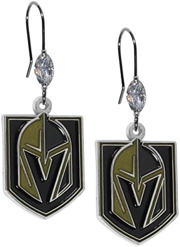 NHL Siskiyou Spor Bayan Vegas Altın Şövalyeler Kristal Dangle Küpe Bir Boyut Takım Renk