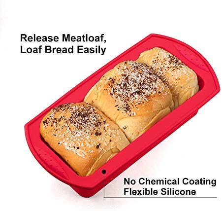 2 paket Silikon Ekmek ve Somun Tavaları - Ev Yapımı Ekmekler, Kekler, Köfteler için Yapışmaz Silikon Pişirme Kalıbı-Kırmızı