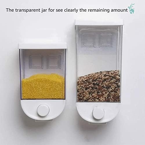 Kuru Gıda Dağıtıcı, duvara Monte Pirinç Konteyner Toplu Tahıl saklama kabı tahıl dağıtıcı tezgah için Mutfak(1.5 L)