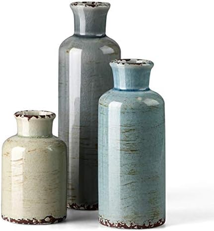 CwlwGO-Seramik rustik vintage vazo, ev dekorasyon için uygun, 3 parça set sırlı dekoratif vazo, masa için uygun, mutfak, oturma