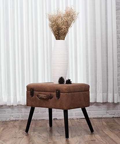 LEEWADEE Small Floor Vase-Mango Ağacından El Yapımı Çiçeklik, Dekoratif Dallar ve Çiçekler için Sofistike Vazo, 16 inç, Beyaz
