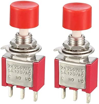 EuısdanAA 6mm Montaj Deliği Kırmızı Anlık basmalı düğme Anahtarı SPST 1NO 1NC 2 adet (Interruptor de botón pulsador momentáneo