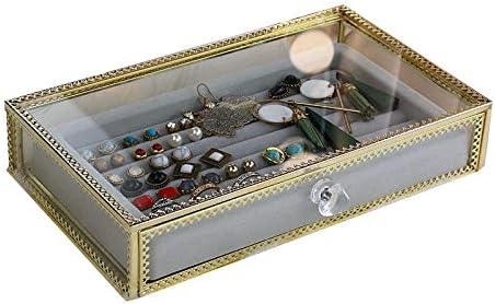 Şeffaf mücevher Kutusu Büyük Şeffaf Cam Masaüstü Mücevher Kutusu saat saklama kutusu Küpe Küpe Saç Tokası kulak klipsi Hediye