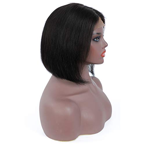 Kısa Düz Bob 4x4 Dantel ön peruk İnsan Saç Siyah Kadınlar Için HD Dantel Kapatma 150 % Yoğunluk Brezilyalı işlenmemiş insan saçı