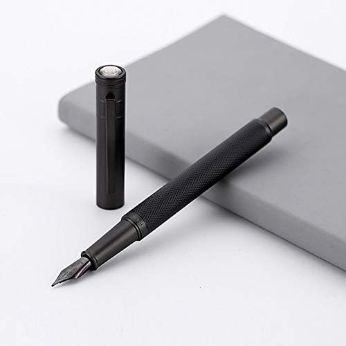Siyah Metal Dolma Kalem Titanyum Siyah EF / F Uç Ağacı Doku Mükemmel Yazma Hediyeler İçin Iş Ofis Malzemeleri (Renk: Mürekkep