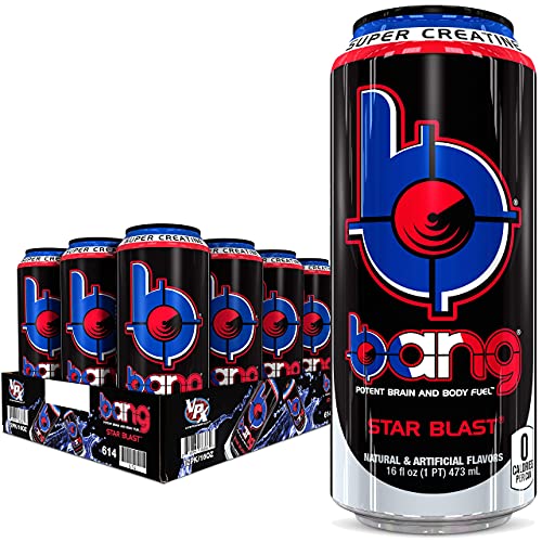 Bang Star Blast Enerji İçeceği, 0 Kalori, Süper Kreatinli Şekersiz, 16 Fl Oz (12'li Paket)