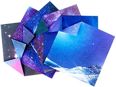 NUOBESTY 50 adet Origami Kağıt Yıldızlı Gökyüzü Baskılı El Sanatları Katlanır PaperConstruction Kağıt DIY Çocuklar Anaokulu Kart