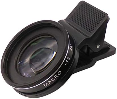 37mm Telefon Makro Lens ile Klip Evrensel 4 K Telefon Lens 15X Kamera Lens için Smartphone (Siyah, Tek Makro Lens) cep Telefonu