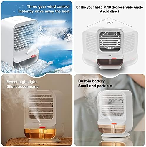 BOSECOND Taşınabilir klima Fan Mini Kişisel evaporatif hava soğutucu 90 Sallayarak Kafa ile Pil ile 3 hızları & 2 Misting & led