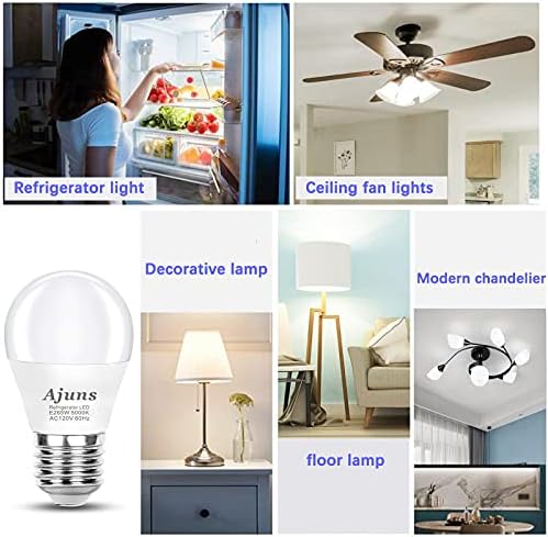 LED Buzdolabı ampul 40 W Eşdeğer 120 V A15 Buzdolabı Su Geçirmez ampuller 5 W Beyaz 5000 K E26 Orta Taban Dondurucu Banyo Mutfak