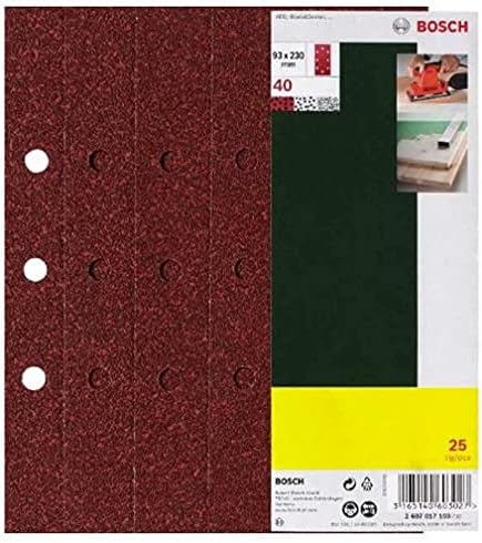 Bosch Ev ve Bahçe 2607017097 Orbital Zımparalar için Zımpara Kağıdı Seti, Kırmızı, 93 x 230 mm