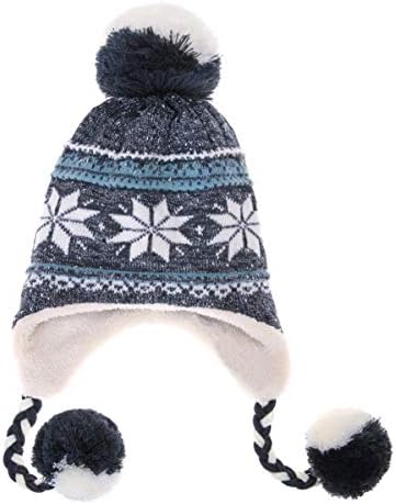 Dosonı Kadın Kız Kış Şapka Örgü Yumuşak Sıcak Kış Kulaklığı Hood Rahat Büyük Kar Tanesi Bere