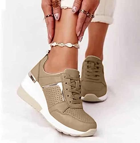 LODDD kadın Yaz Dantel-up Sneakers Moda Yuvarlak Ayak Nefes Platformu Rahat Koşu spor ayakkabı