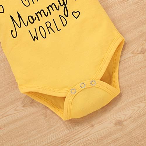 AMAWMW Baba Kız Mommys Dünya Bebek Kıyafet Fırfır Romper + Ayçiçeği Şort Pantolon + Kafa Bandı