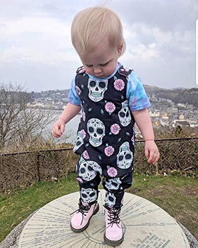 Yenidoğan Bebek Kız Erkek Kafatası Çiçek Romper Tulum Kolsuz Bodysuit Tulum Kafa Bandı Cadılar Bayramı Kıyafet