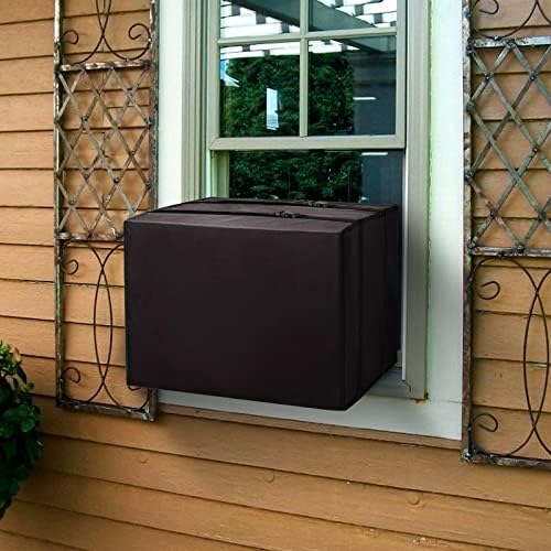 Nomiou Pencere Klima Kapağı Açık, Dış Pencere AC Ünitesi Kapağı Siyah Su Geçirmez AC Kapağı Açık Pencere AC Koruma Kapağı (21Wx16Dx15H)