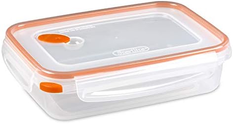 Sterilite 03211106 Ultra Seal 5.8 Bardak Gıda Saklama Kabı, Mandalina Aksanlı Şeffaf kapak ve taban, 6'lı Paket