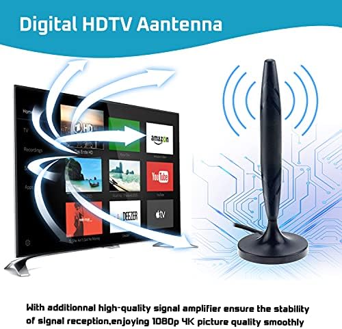 TV Anteni Güçlendirilmiş HD Dijital İç Mekan 170 + Mil Aralığa Kadar 1080p 4K UHF VHF'Yİ ve Anahtar Konsollu Tüm Eski tv'leri