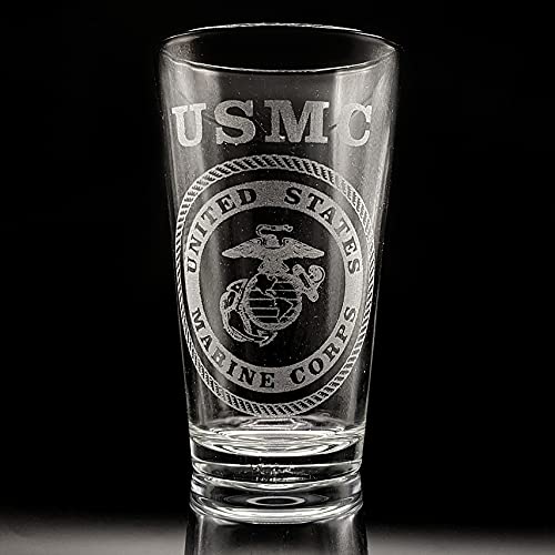 USMC DENİZ PİYADELERİ MÜHÜR Kazınmış Pint Cam / Büyük Vatansever Askeri Veteran Hediye Fikri / Kişiselleştirilmiş!
