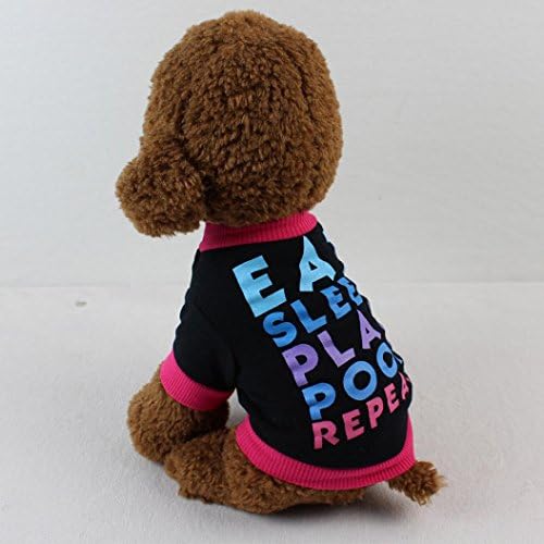 Köpek Giysileri, Küçük Köpek Boy için Pet Köpek Mektup Giyim Pamuk T-Shirt (Siyah, XS)