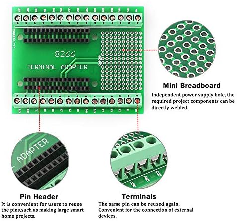 KeeYees 2 pcs Genişleme PCB kartı ile Vida Terminal Bloğu Pin Header için ESP8266 için NodeMCU WiFi Geliştirme Kurulu