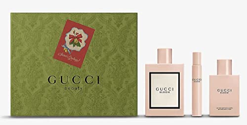 Kadınlar için Gucci Bloom 3 Parça Set İçerir: 3.3 oz Eau de Parfum Sprey + 3.3 oz Vücut Losyonu + 0.25 oz Eau de Parfum Koku