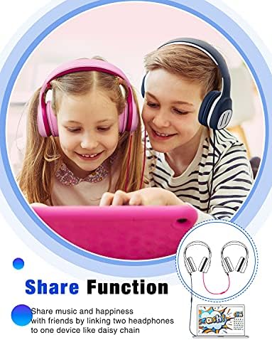 Çocuk Kulaklıkları, Mikrofonlu KVİDİO Dayanıklı Kulak İçi Kulaklıklar, Güvenli Ses Sınırlı 85dB / 94dB ve Paylaşım Ayırıcı,Erkek,Kız,Tablet,PC,Okul,