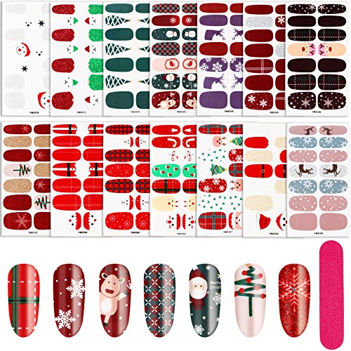 14 Levhalar Noel Tırnak Sarar Yapıştırıcı Tırnak Çıkartmaları Şeritler Nail Art Etiketler tırnak Tamponu Dosyaları ile Kadınlar