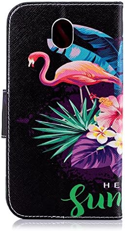 COTDINFORCA J7 Pro Durumda, Rainforest Flamingo Retro Fil Boyalı Tasarım Premium PU Deri Cüzdan Kılıf Folio Kapak Koruyucu Kapak