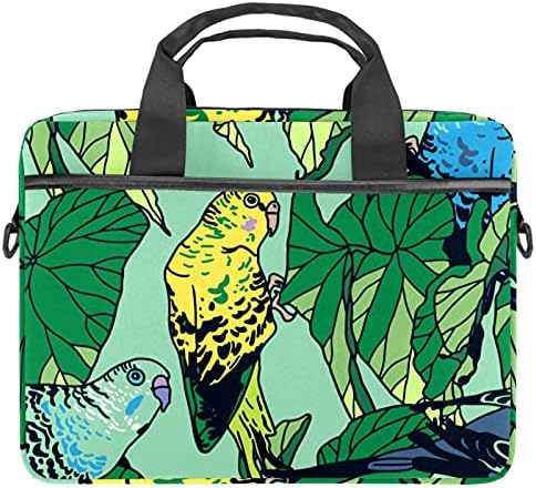 Mavi Sarı Budgie Tropikal Palmiye Yaprakları Laptop omuz askılı çanta Kılıf Kol için 13.4 İnç 14.5 İnç Dizüstü laptop çantası