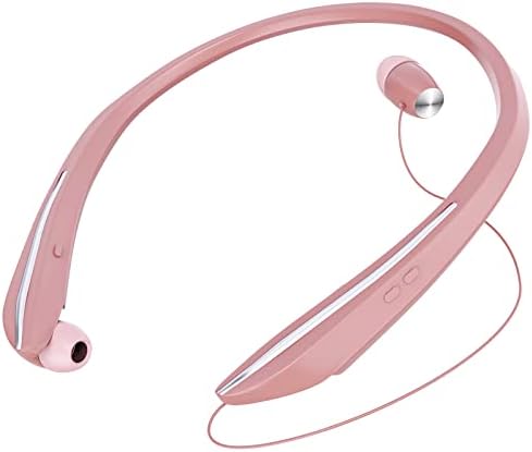 Bluetooth Kulaklıklar, Geri Çekilebilir Kulaklıklar, Yükseltilmiş Kablosuz Boyun Bandı Kulaklık, Egzersiz, Koşu, Sürüş, Gül Altın