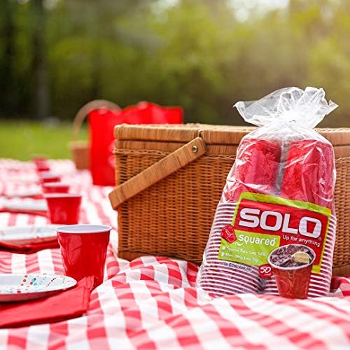 SOLO Cup Company Kırmızı Kare Plastik Parti, 18 Ons, 200 Sayım