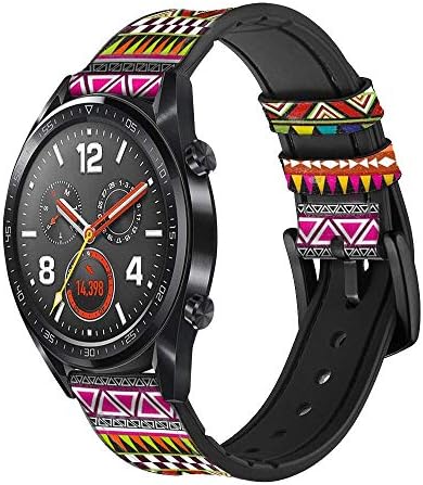 CA0258 Aztek Tribal Desen Deri ve Silikon akıllı saat Band Kayışı Kol Saati Smartwatch akıllı saat Boyutu (20mm)