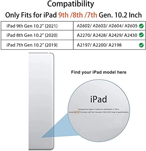iPad 9th Nesil Kılıf, Hoidokly iPad 10.2 Kılıf 8th / 7th Gen. [Dahili Kalemlik] hafif Sert PC Akıllı Kapak ve Manyetik Trifold