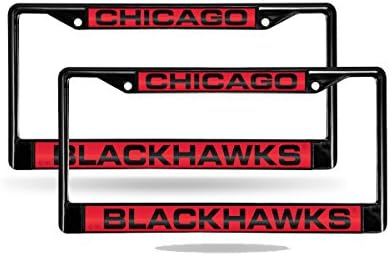 Rico Chicago Blackhawks NHL Siyah Metal (2'li Set) Lazer Kesim Plaka Çerçeveleri