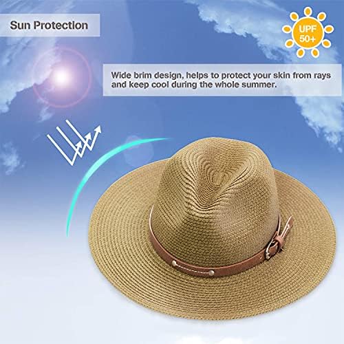 Bayan Geniş Ağızlı Hasır güneş şapkası Disket Katlanabilir Roll up Kap Plaj yazlık şapkalar Dekoratif Yay UPF 50 + Kahverengi