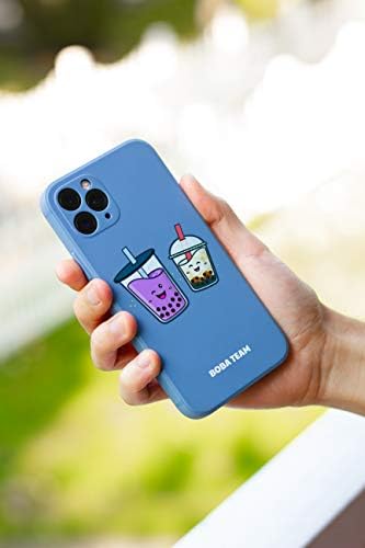 ıPhone 11 Pro Boba Takım Sevimli Kabarcık Çay Karakter Kahverengi Şeker Süt Çay & Taro Serin Koruyucu Silikon Kauçuk Kılıf (Pembe)