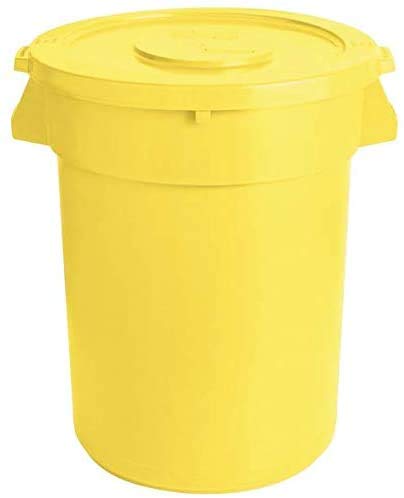 15 Paket! 128 Qt. / 32 Galon / 121 Litre Sarı Yuvarlak İçerik Kutusu / Ticari Çöp Kutusu ve Kapağı. Çöp kutusu Mutfak çöp tenekesi