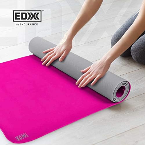 Egzersiz ve Fitness için EDX Yoga Pilates Mat, 4mm Kalınlığında, Kadınlar ve Erkekler için 74 x 24 inç, İki Tonlu