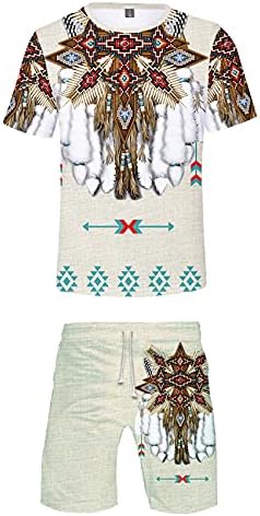 Honeystore erkek Kızılderili Eşofman Set Kısa Kollu ve Şort Jogger Kıyafet