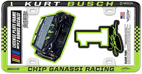 WinCraft NASCAR Chip Ganassi Racing Kurt Busch NASCAR Kurt Busch 1 Plaka İnce Çerçeve - Plastik, Çoklu, na (F0492420)
