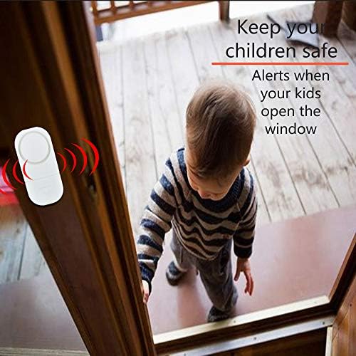 12 Paket Kablosuz Güvenlik Pencere Alarmı Hırsıza Karşı Ev Koruması Kablosuz Zil Alarmları-Çocuk Güvenliği için Yüksek Sesli