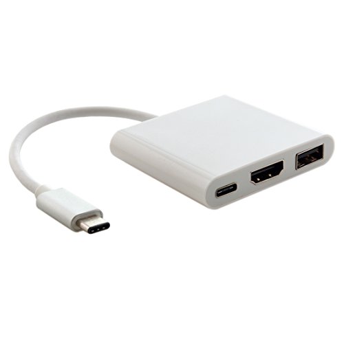 JİN Bilgisayar Aksesuarı 3'ü 1 arada USB Tip C'den HDMI Adaptör Kablosuna, MacBook 12 inç 2015 Sürümü, Google Chromebook Pixel