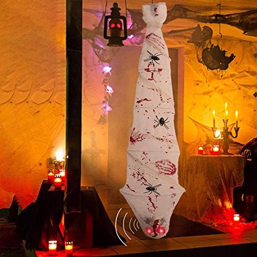 OurWarm 72 İnç Asılı Cadılar Bayramı Süslemeleri Açık, büyük Koza Corpse Cadılar Bayramı Sahne Dekor ile LED Kafatası Gözler