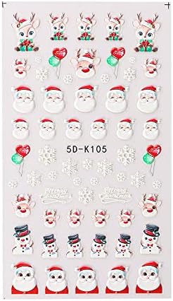 Fashyuner Dekorasyon Yapıştırıcı Çıkartması Sevimli Noel Charms Tasarım Tırnak Sticker Geyik Kar Taneleri Noel Baba 5D Kabartmalı