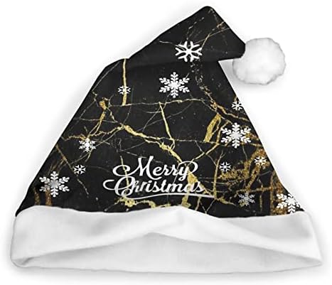 Siyah altın mermer Noel şapka, Noel şapka Unisex parti Santa tatil Cosplay dekor şapka için
