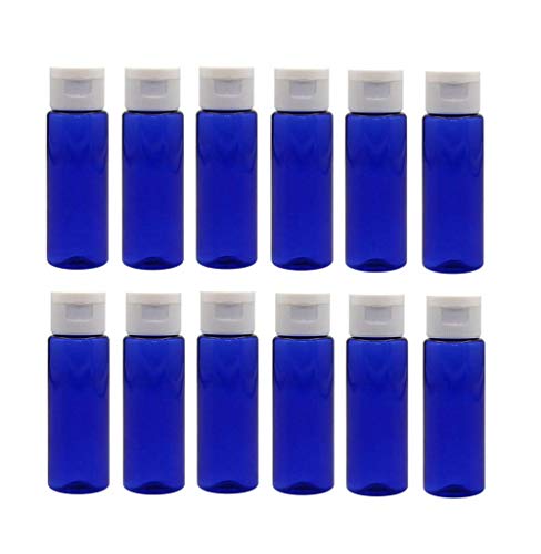 12 PCS 30 ML / 1 oz Boş Plastik Mavi Kapak Kap Şişe BPA-Ücretsiz Kobalt Flakon Kavanoz Pot Konteyner İçin Toner Seyahat Kozmetik